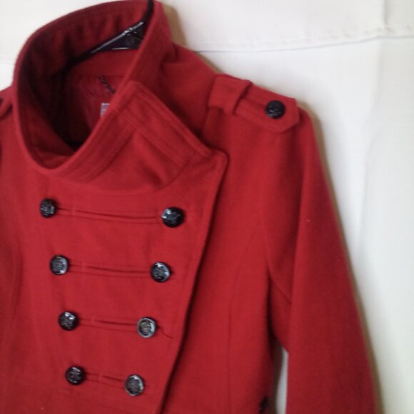 O'neill Coat women S Button Front Wool Blend Red - Picture 3 of 16